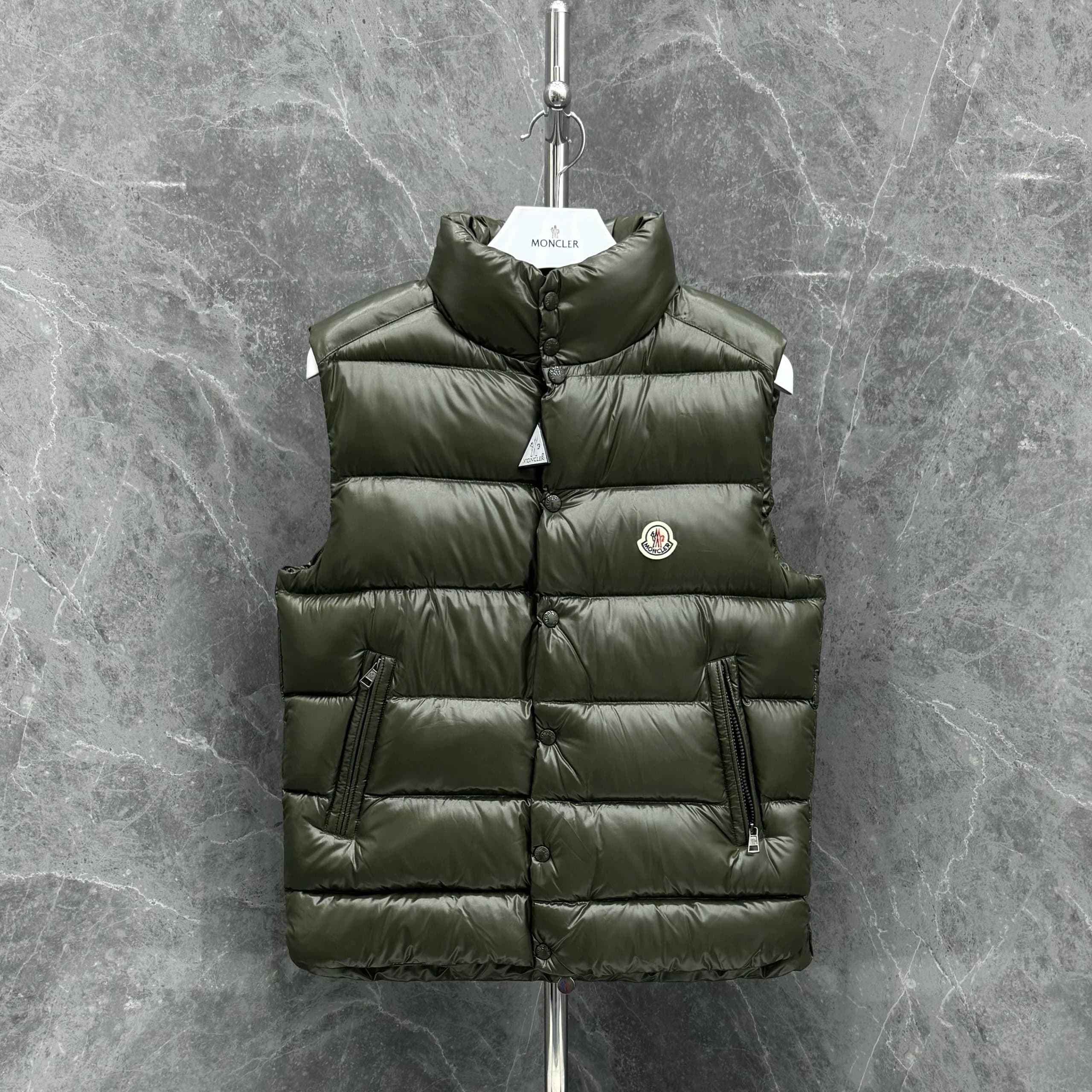Moncler Quilted Down Vest Olive Green
