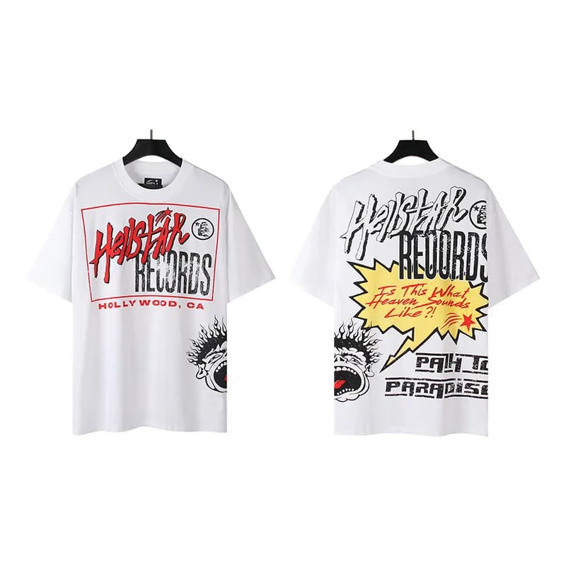 Palm Angels Graphic Tee Hellstar Records Print — 509白色