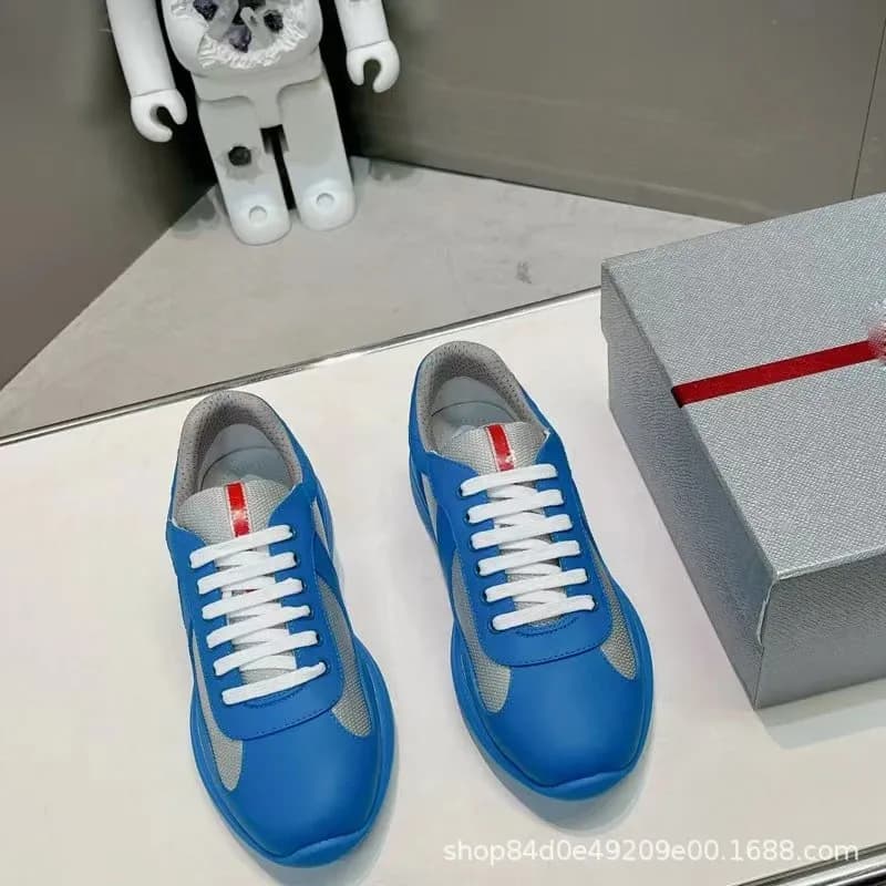 Prada Linea Rossa Sneaker Glossy Patent & Mesh — 宝蓝色