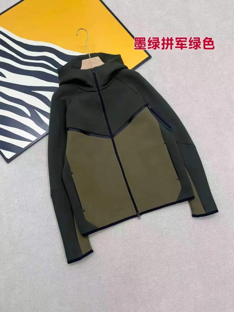 Nike Tech Fleece Hooded Jacket 墨绿拼军绿色