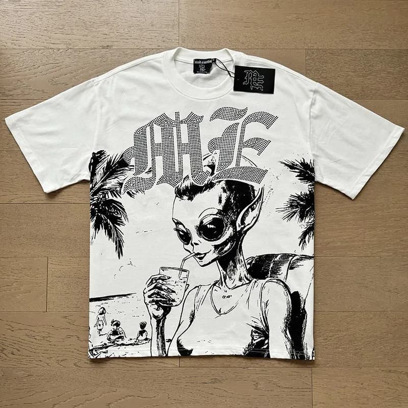 Mixed Emotion Short-Sleeve Button-Up Shirt Emotion Logo — X0010 white