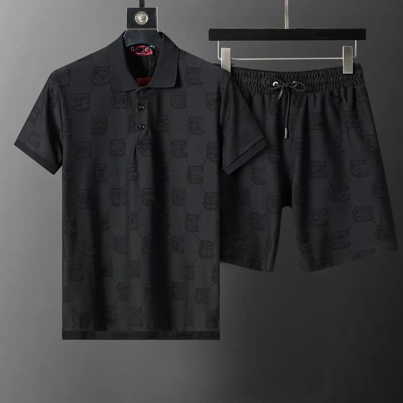 Louis Vuitton Polo and Shorts Set Monogram Jacquard — 6606套装黑色