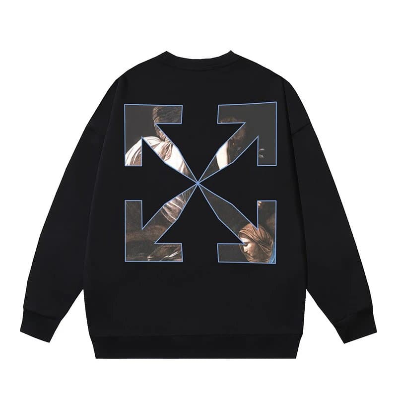 Off-White Cotton Sweatshirt Diptych Arrow Print