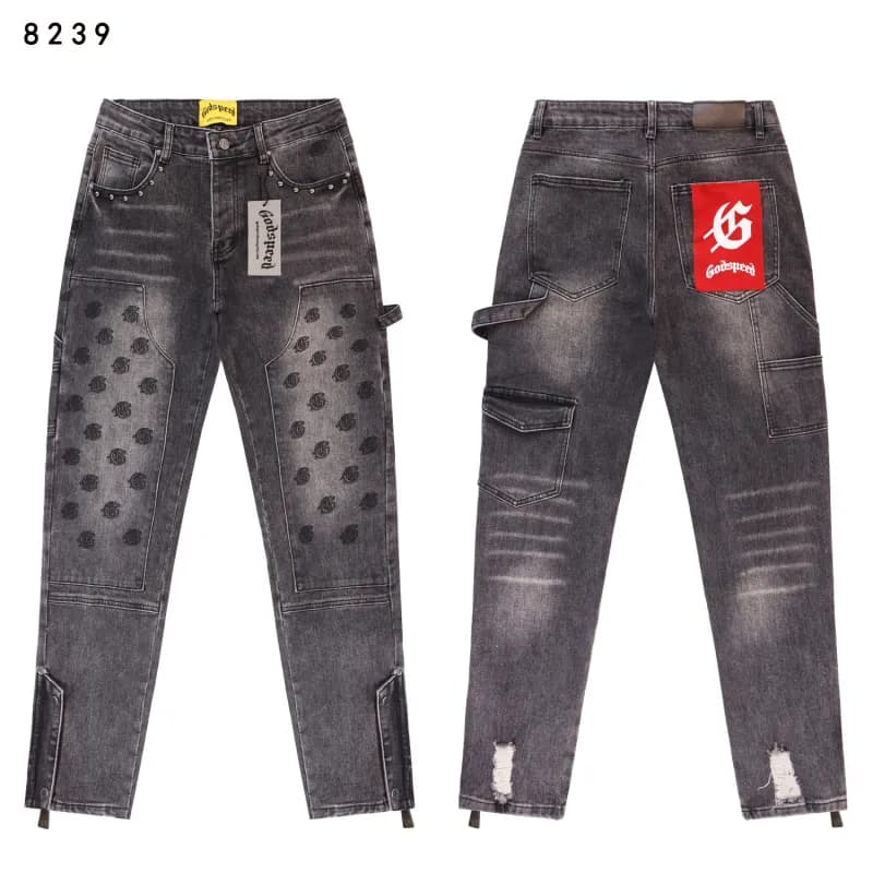 Godspeed Cargo Jeans Rose Print Distressed