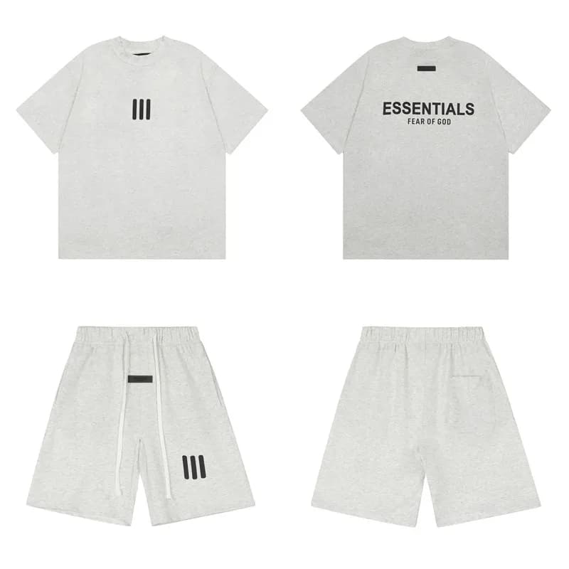 Fear of God Essentials T-Shirt & Shorts Set Essentials Logo — 2412套装浅灰