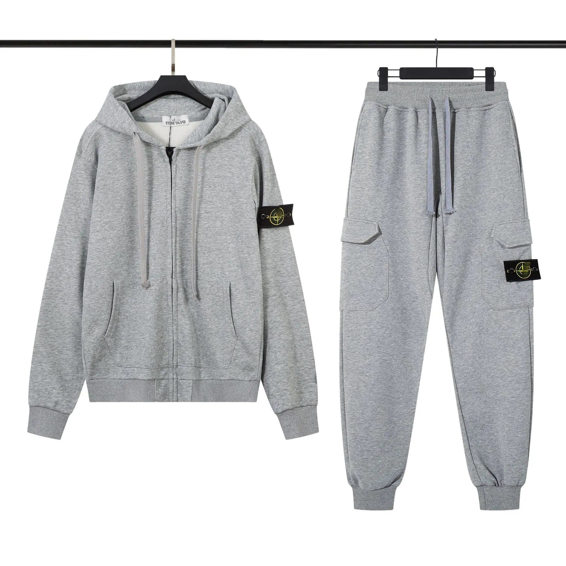 Stone Island Hoodie and Joggers Set Heather Grey
