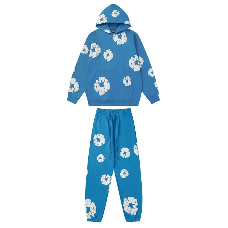 Balenciaga Flower Hoodie and Joggers Set Floral Appliqué