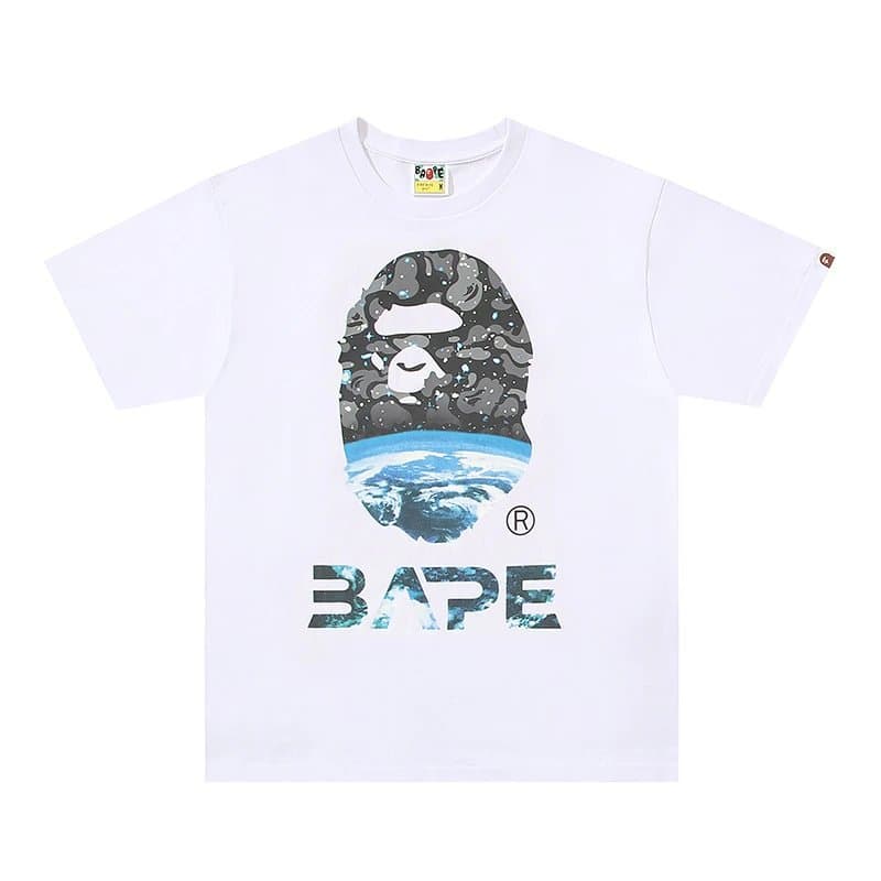BAPE A Bathing Ape Tee collegiate logo — 明黄色  1006白色