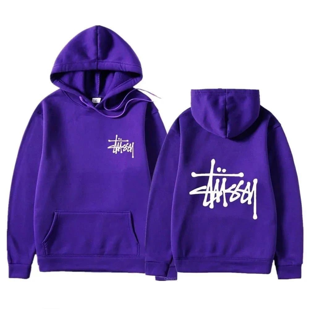 Stüssy Classic Hoodie Orange with White Logo — 紫色23