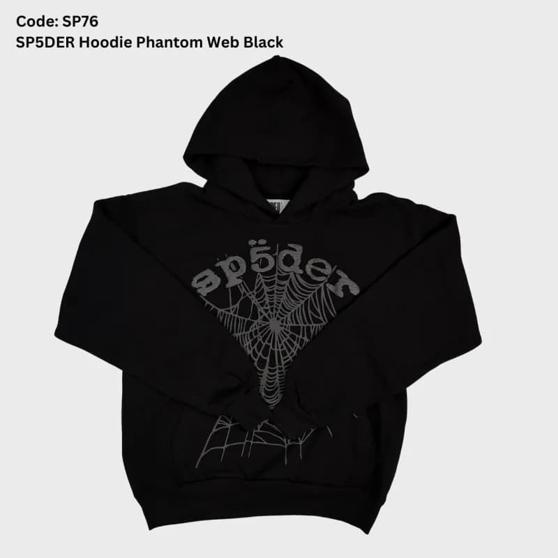Sp5der Hoodie Spider Web Graphic — Sp76 - Phantom Web Black