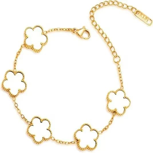 Van Cleef & Arpels Alhambra Bracelet Five Motifs — 金色-白贝