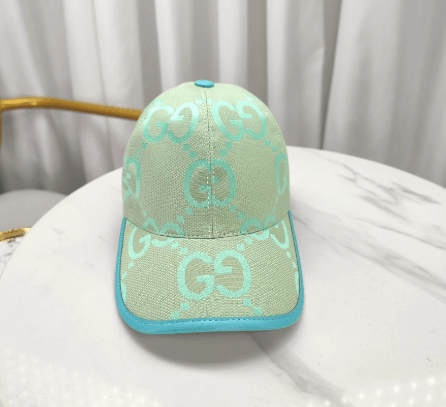 Gucci GG Canvas Cap Mint Green with Turquoise Trim