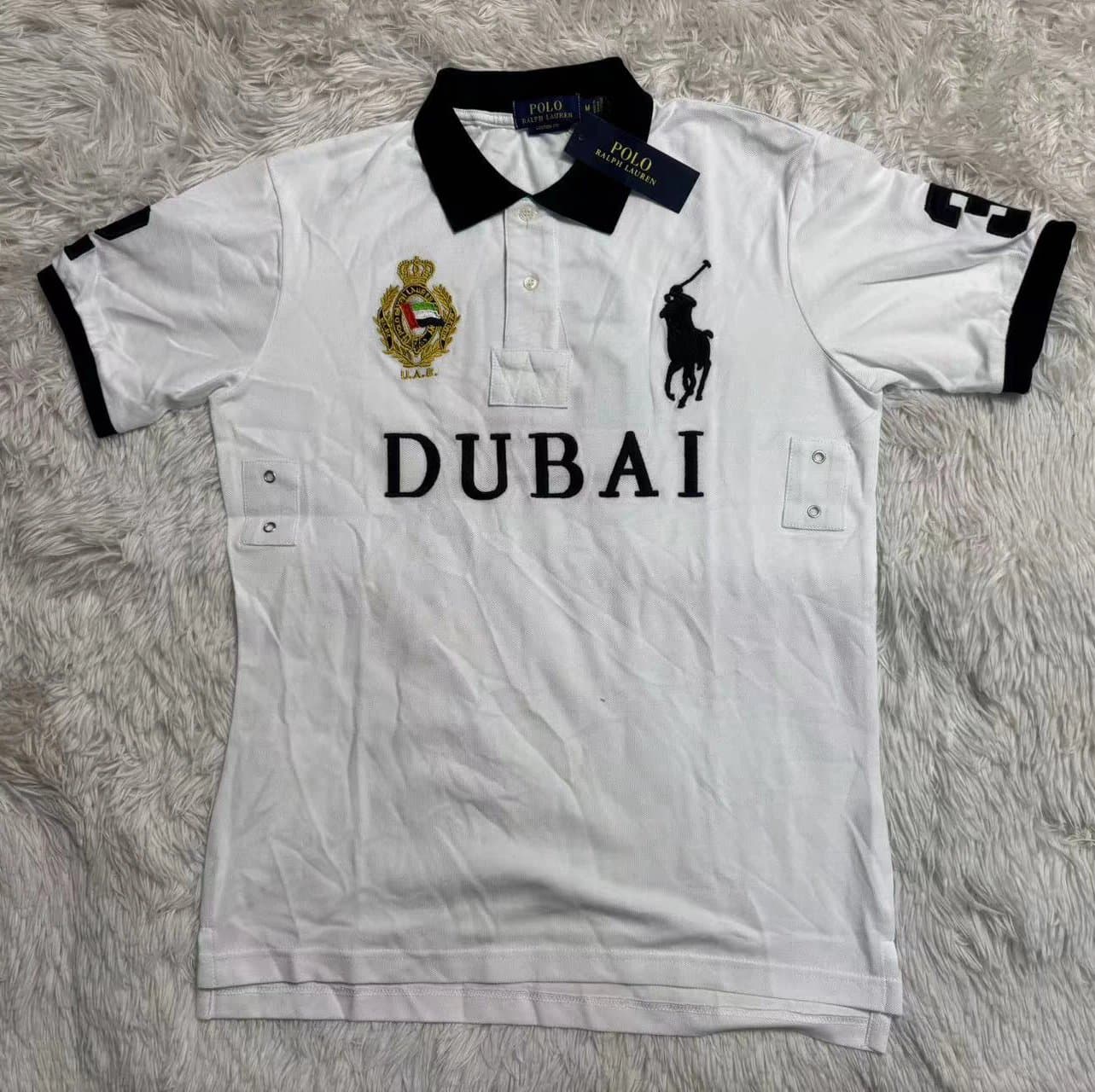 Polo Ralph Lauren Polo Tee USA Flag Patch — white-dubai