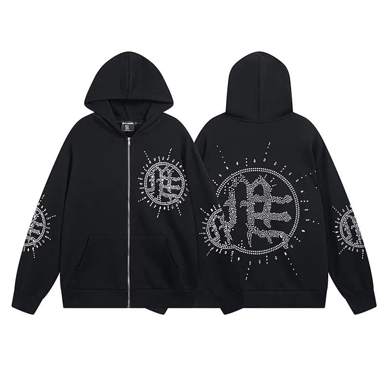 Gallery Dept. Zip-Up Hoodie Crystal Embellished