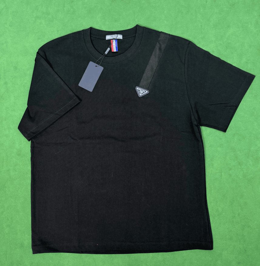Prada Logo T-Shirt Triangle Logo — 款式3 黑色