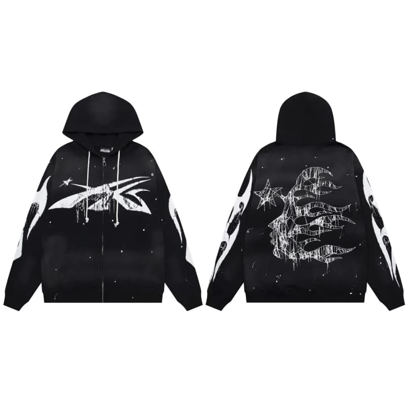 Rhude Zip-Up Hoodie Graphic Print