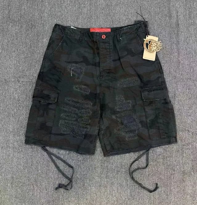 Sp5der Cargo Shorts Distressed Camo