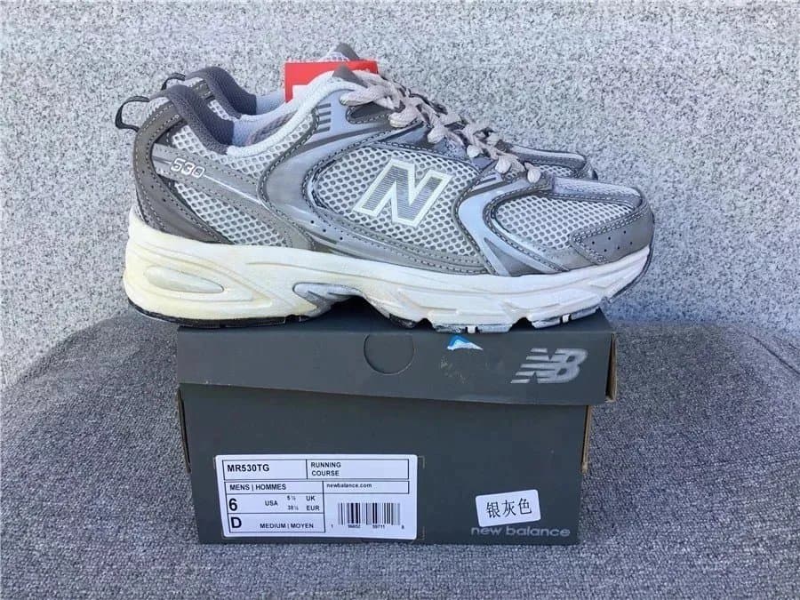 New Balance 327 White/Grey/Olive — 530灰色002