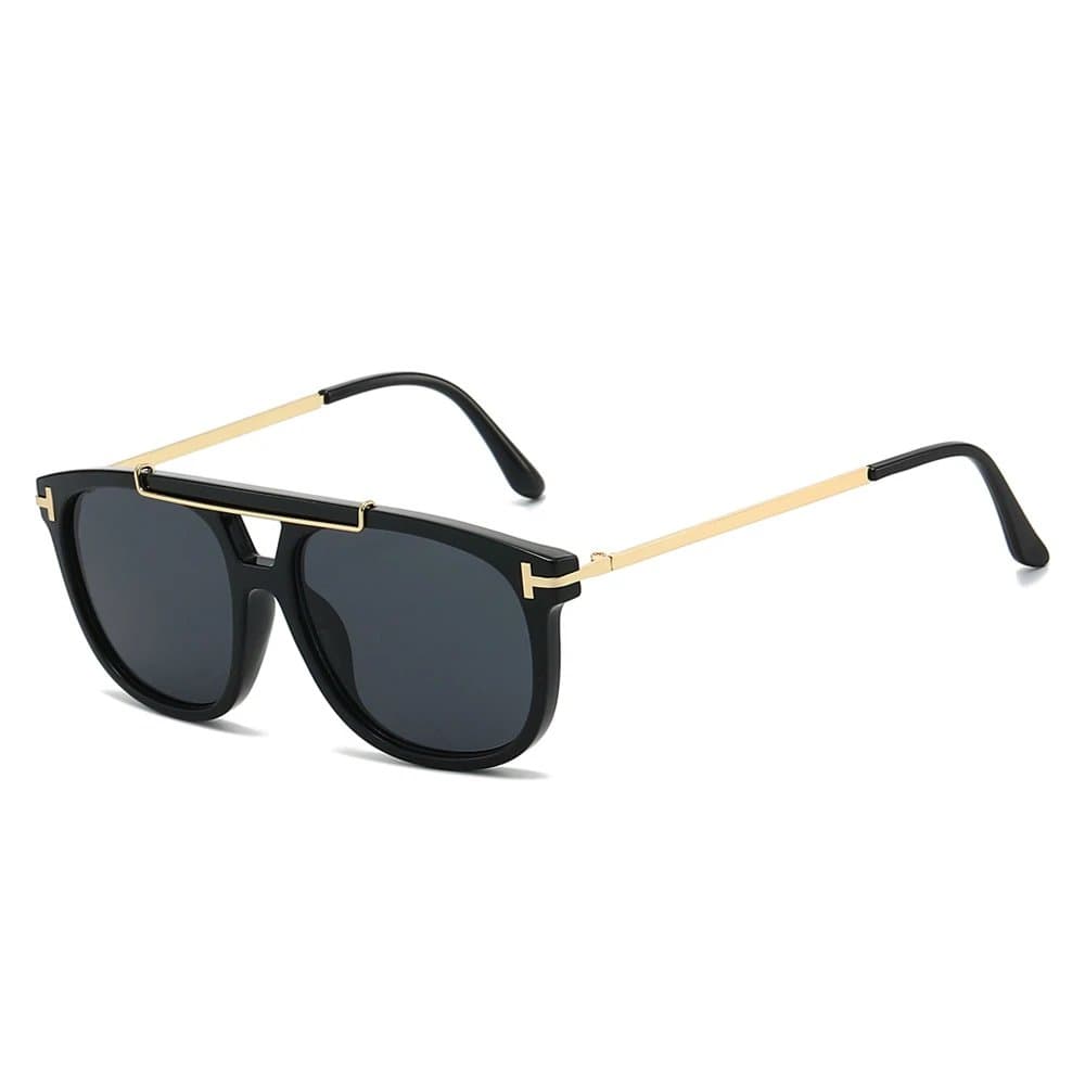 Tom Ford Aviator Sunglasses Black Frame Gold Accents
