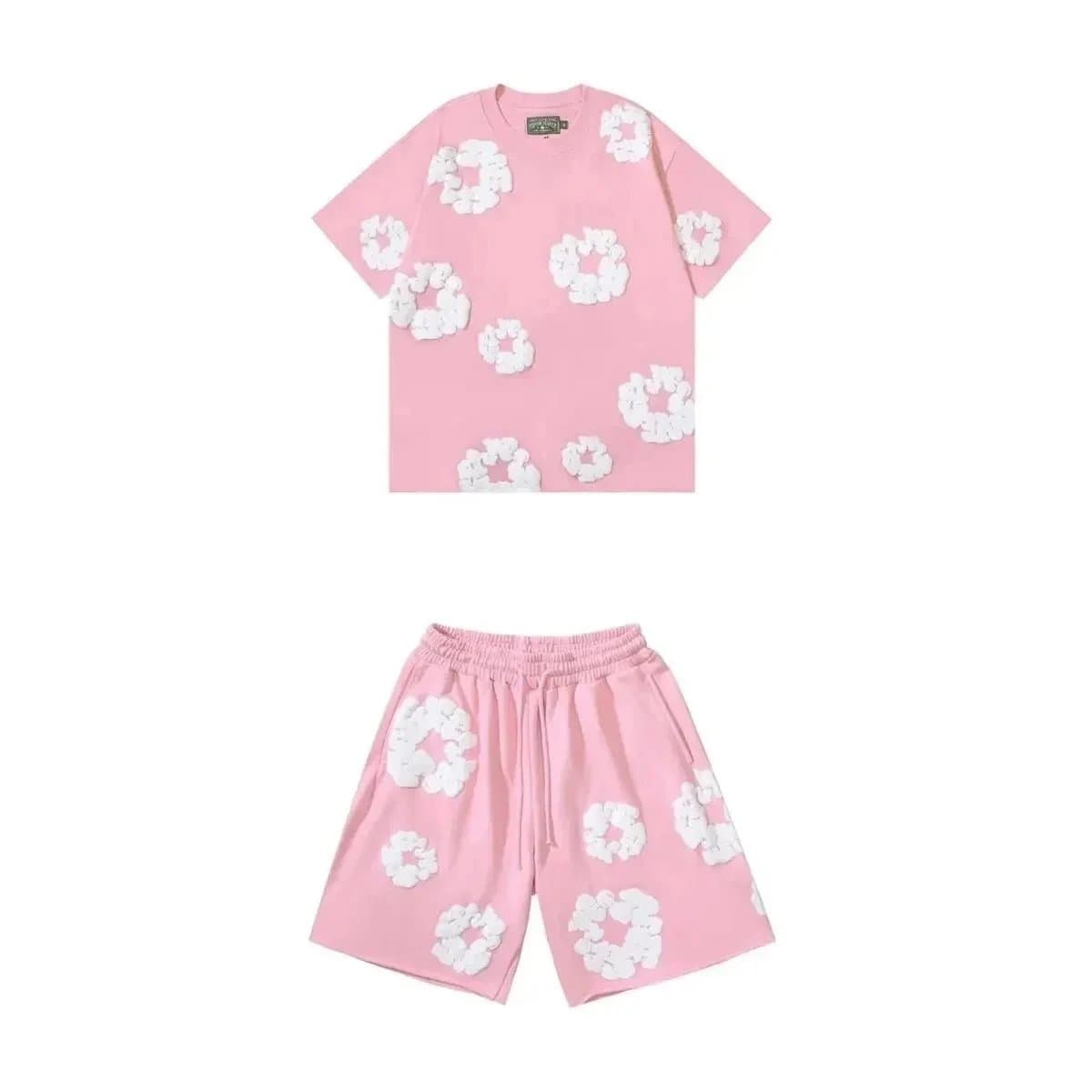 Balenciaga Floral Appliqué Set Pink with White Floral Patches