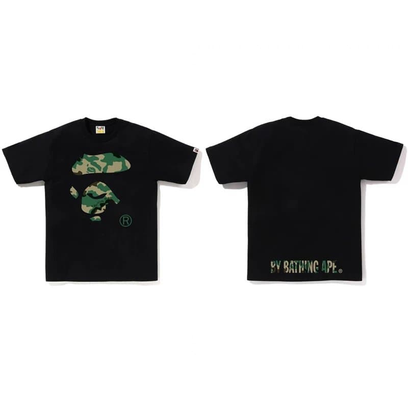 BAPE A Bathing Ape Tee Camouflage Ape Head — 5005黑色