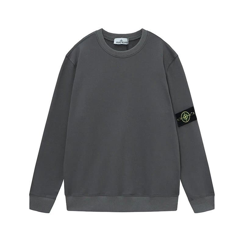 Stone Island Cotton Sweatshirt Compass Patch — 深灰色