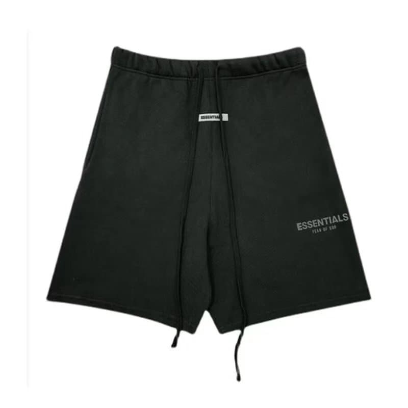 Fear of God Essentials Logo Tee Essentials — 黑色短裤（毛圈）