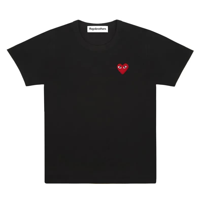 Comme des Garçons Heart Logo T-Shirt Red Heart Embroidery