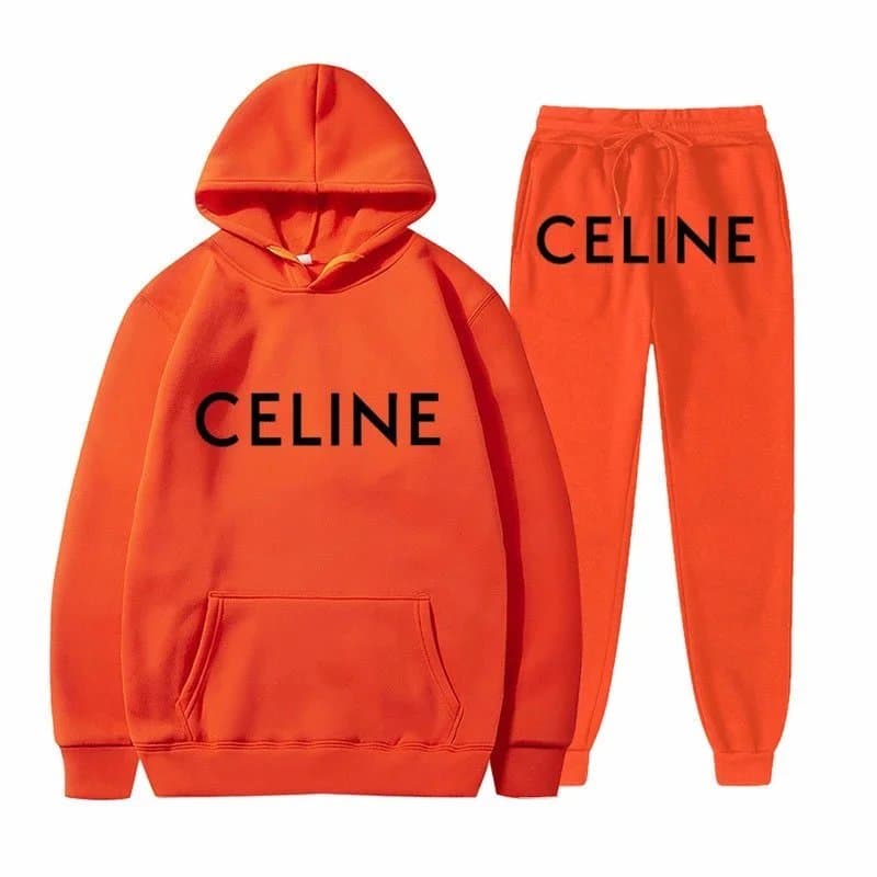 Celine Hoodie and Joggers Set Logo Print