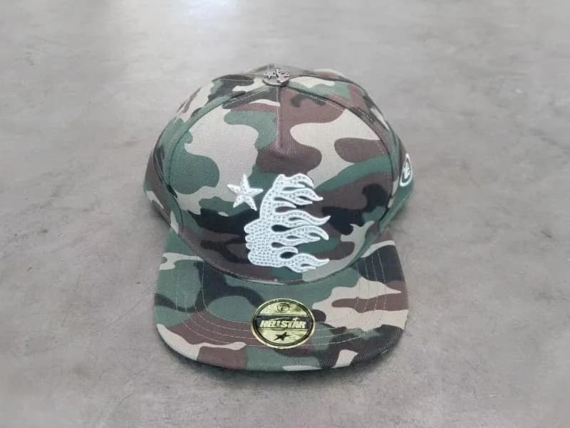 Hellstar Snapback Cap Flame Logo — 44 rhinestone style