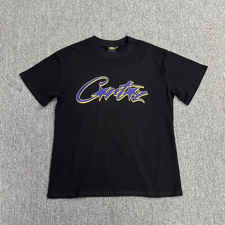 Logo Tee Corteiz Script — 3112 black printed navy blue