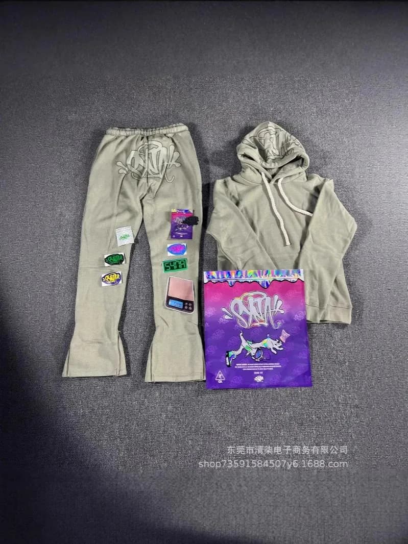 Sp5der Balaclava Graffiti Logo — 01绿色卫衣套装