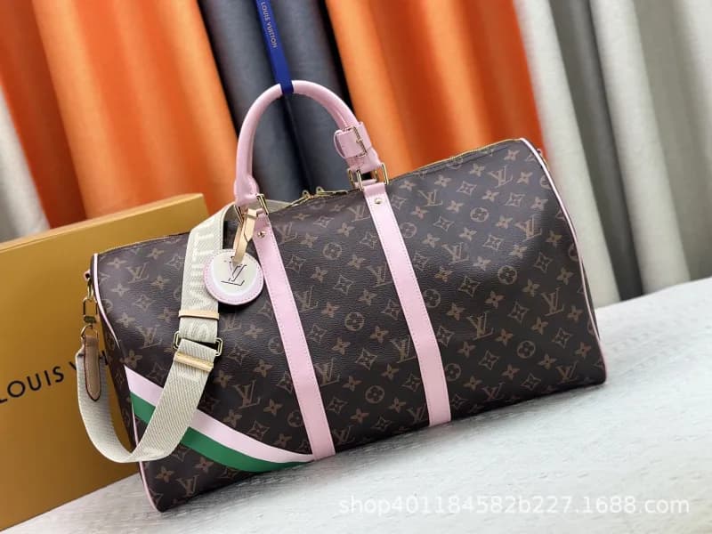 Louis Vuitton Keepall Monogram with Pink and Green Stripes