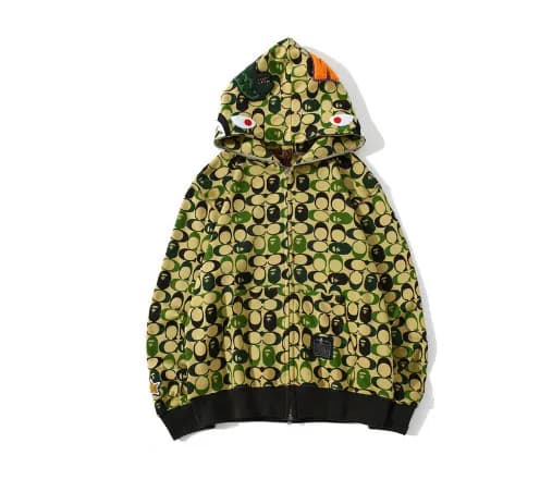 BAPE Shark Hoodie Split Camo — army green