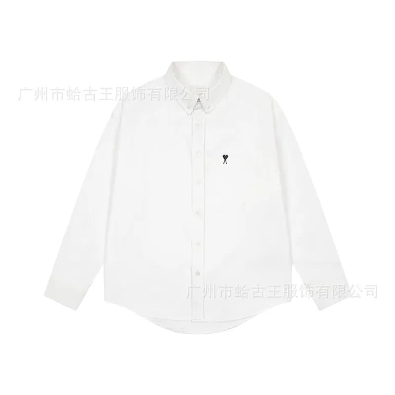 Button-Up Shirt Solid Navy — 白色-860#
