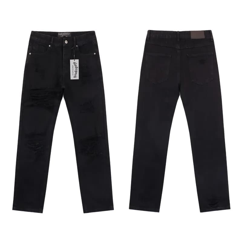 Chrome Hearts Distressed Jeans Black Ripped