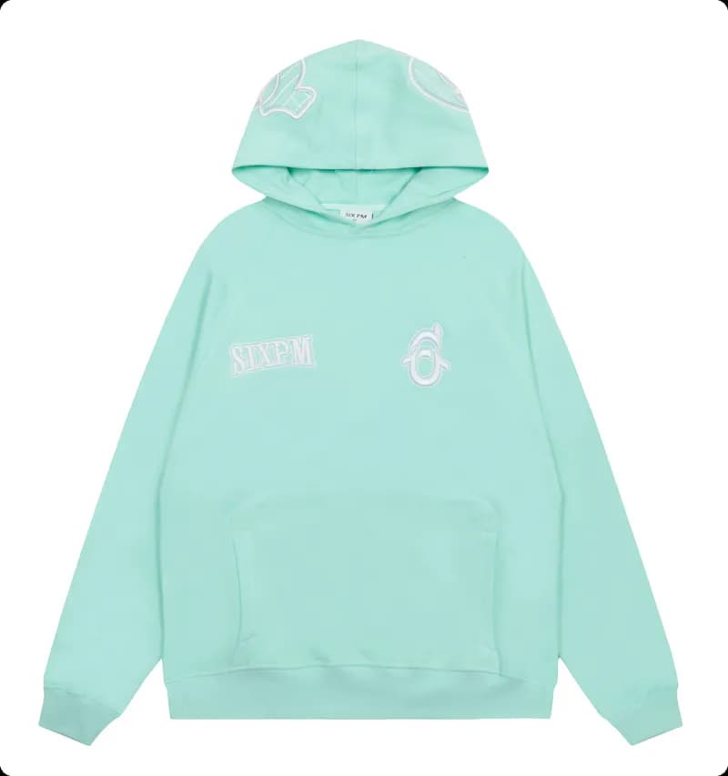 Hoodie and Joggers Set Heather Grey with Black Zip and Pocket Trim — Turquoise [top] 2002