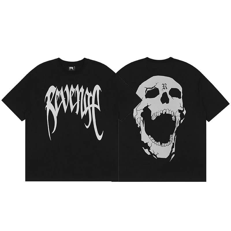 Skull Graphic Tee Revenge Logo & Skull Print