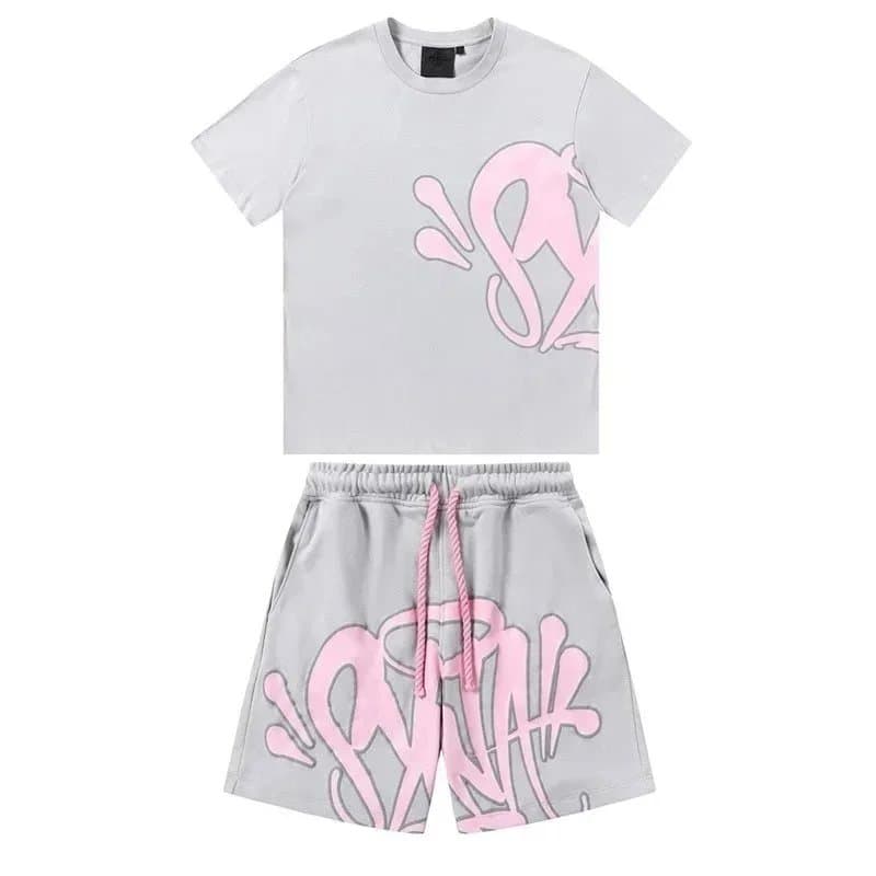 Sp5der Graphic Tee Spider Logo — 浅灰色短袖套装