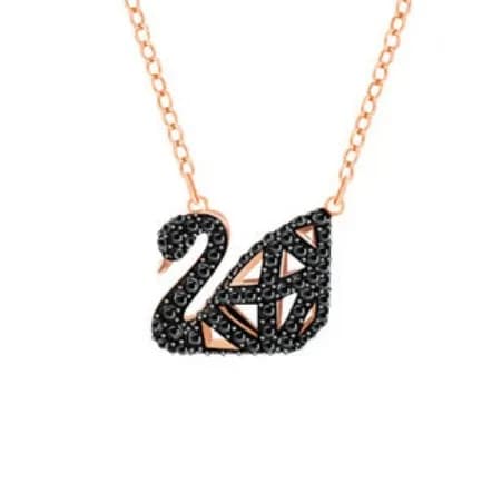 Swarovski Swan Pendant Crystal-Encrusted — Double-sided hollow swan necklace