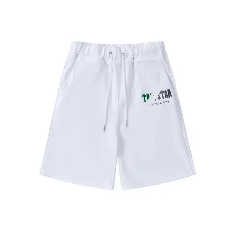 Trapstar Logo Shorts White with Green Logo
