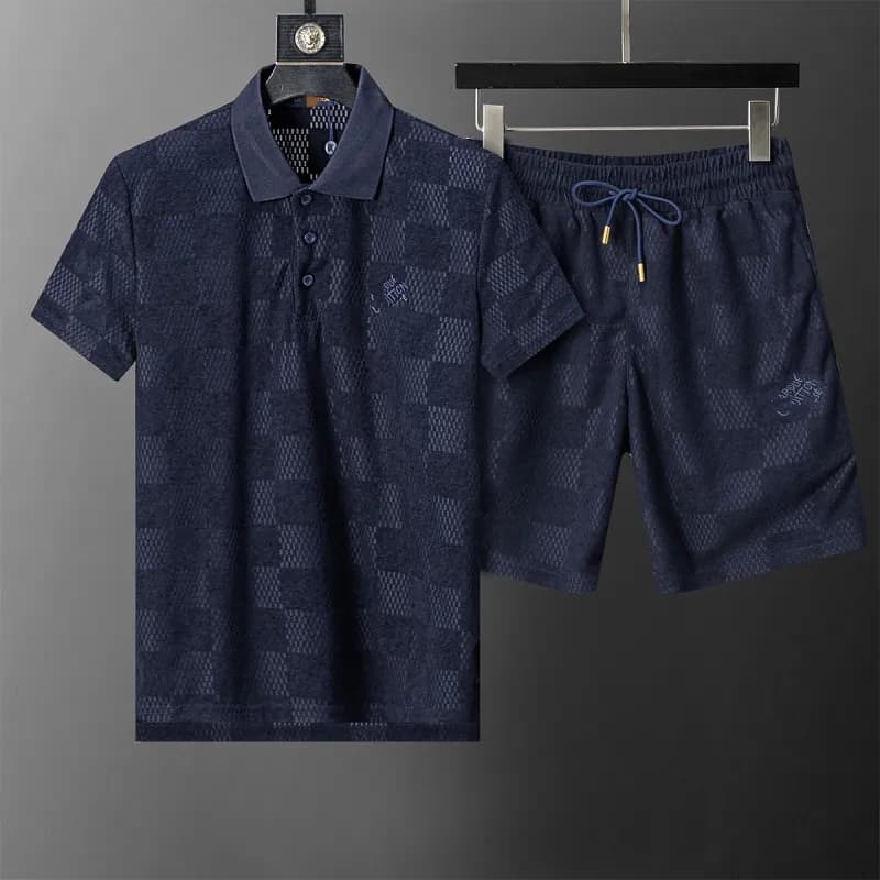 Louis Vuitton Polo and Shorts Set Checkerboard Jacquard