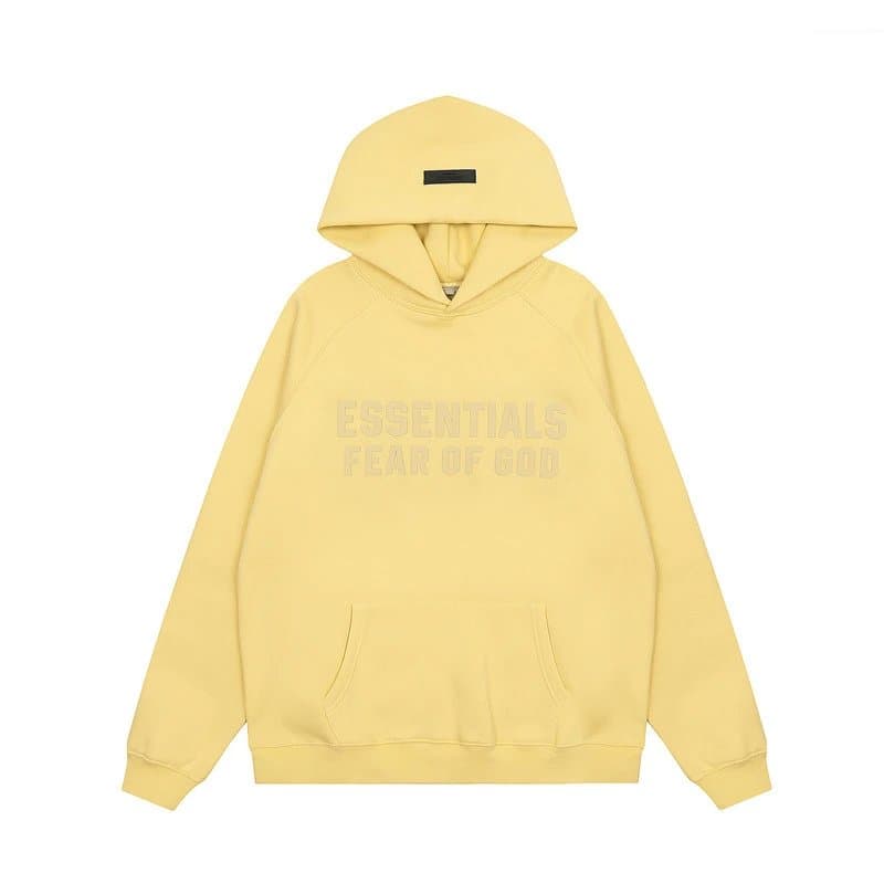 Fear of God Essentials Zip-Up Hoodie Essentials Logo — 2348亮黄色（硅胶字母）