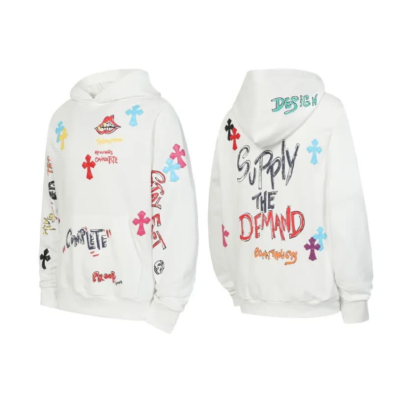 Chrome Hearts Hooded Sweatshirt Cross Logo Embroidery — L3190白色