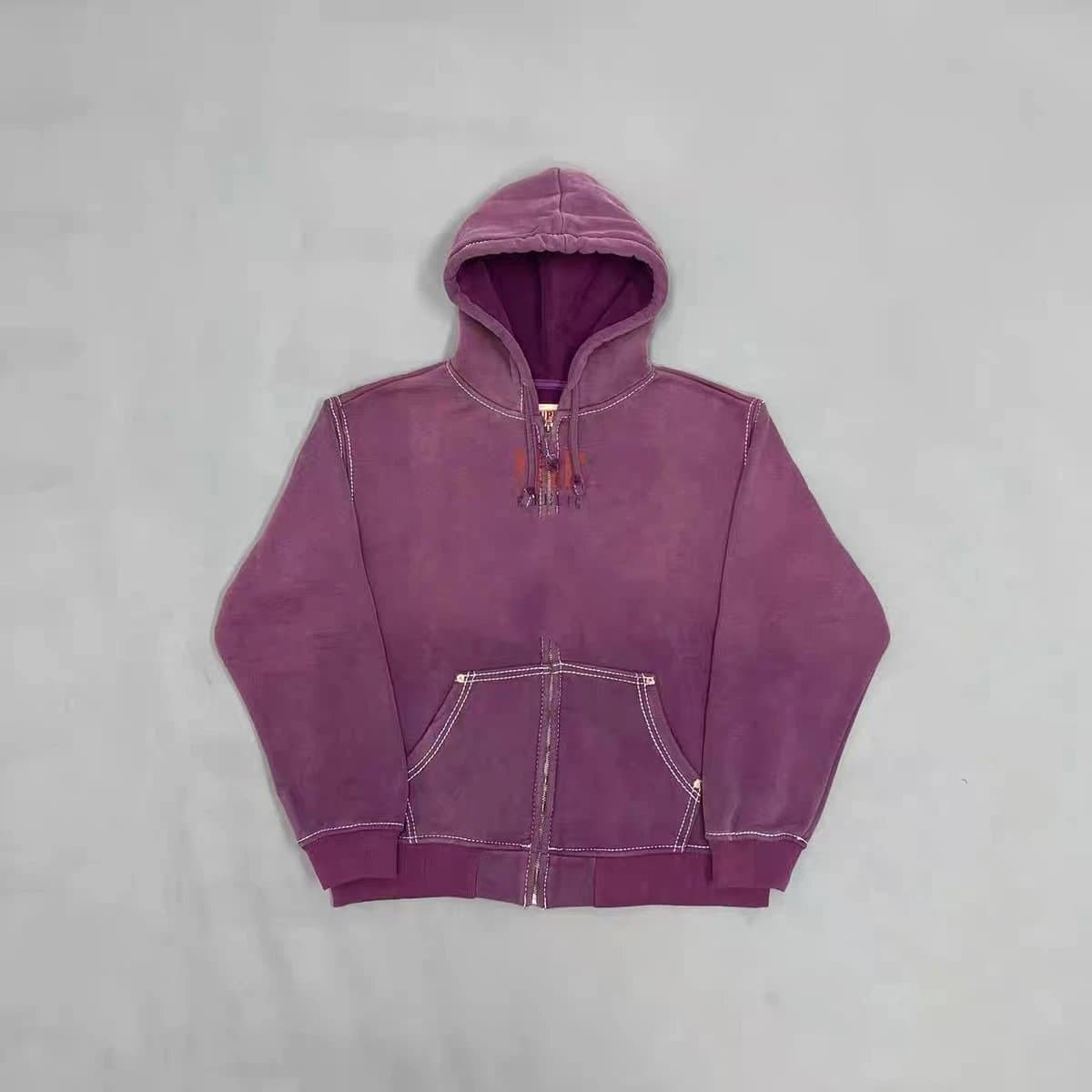 Pleasures Zip-Up Hoodie Dip-Dye Buddha Graphic — 紫色宗教
