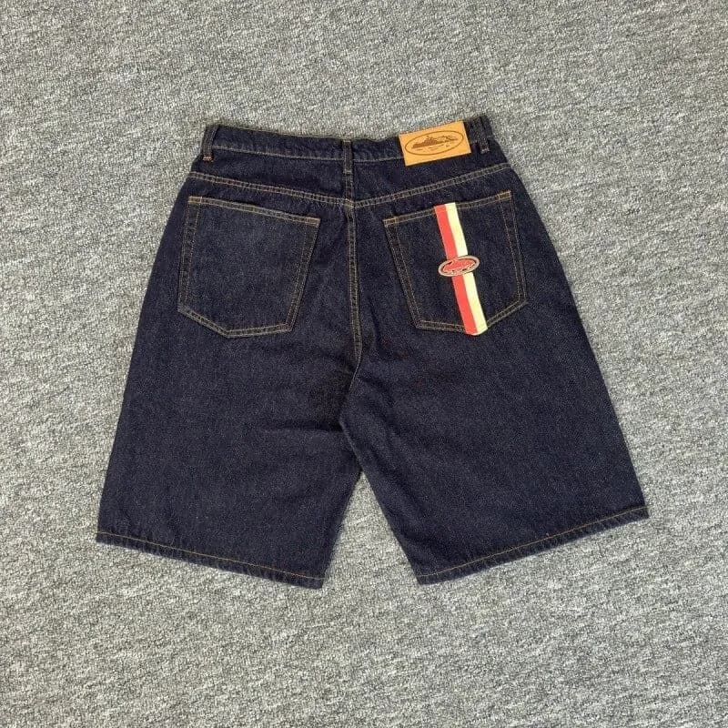 Prada Denim Shorts Red-White Stripe Tab