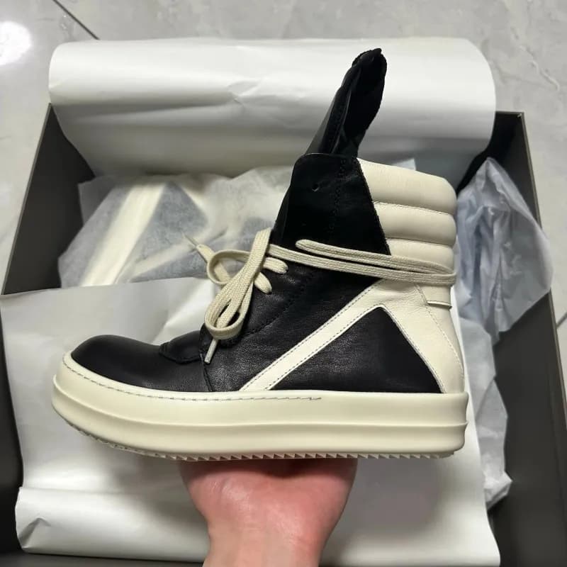 Rick Owens Geobasket Low Suede Panel — 高帮皮面大三角