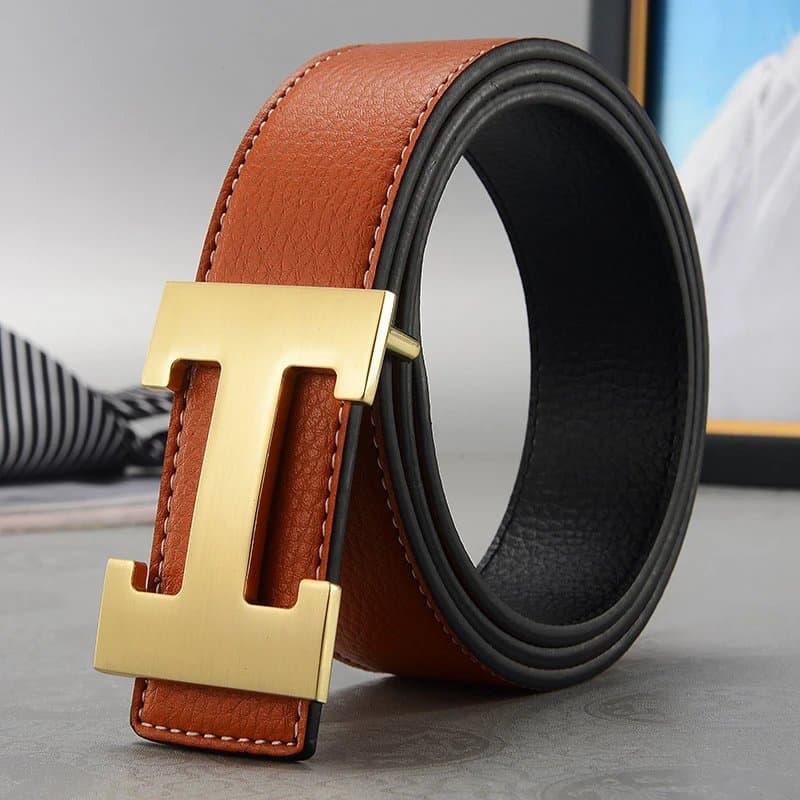 Hermès H Buckle Belt Gold Hardware — 橙色金扣