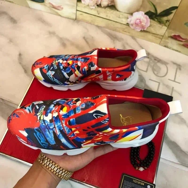 Christian Louboutin Flat Spiky Sneaker Studded Red — 4