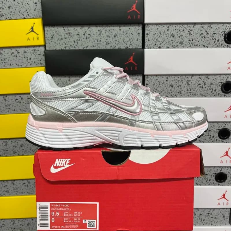 Nike P-6000 White/Metallic Silver/Pink